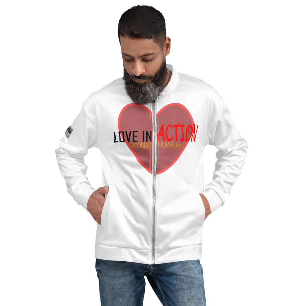 Love in Action with Heart - Double-Sided Bomber Jacket - For Him or For Her