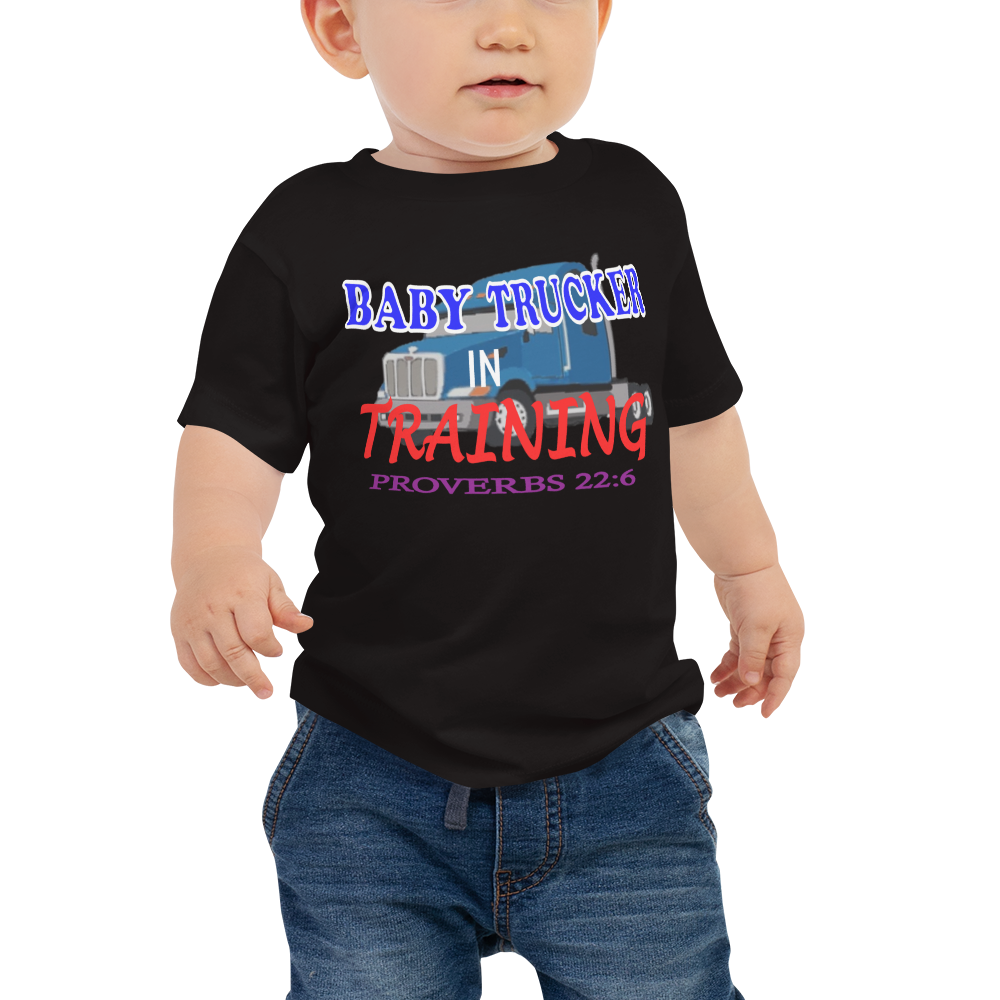 Baby Trucker in Training - Baby Jersey Short Sleeve Tee - For Boys