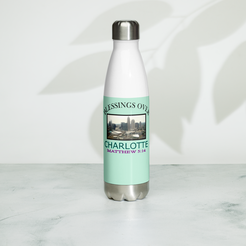 Blessings Over Charlotte - Matthew 5:14 - Stainless Steel Water Bottle