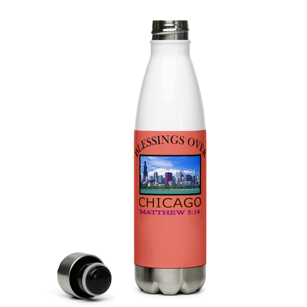 Blessings Over Chicago - Matthew 5:14 - Stainless Steel Water Bottle