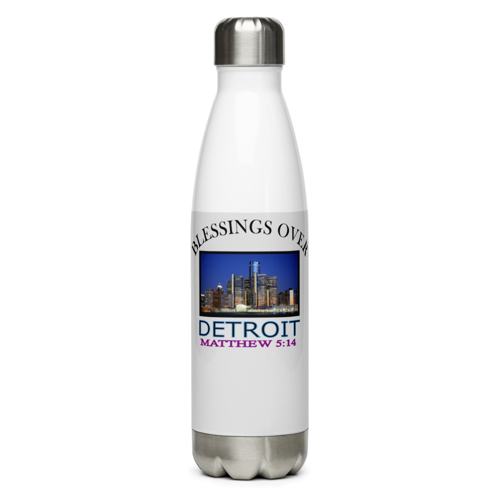 Blessings Over Detroit - Matthew 5:14 - Stainless Steel Water Bottle