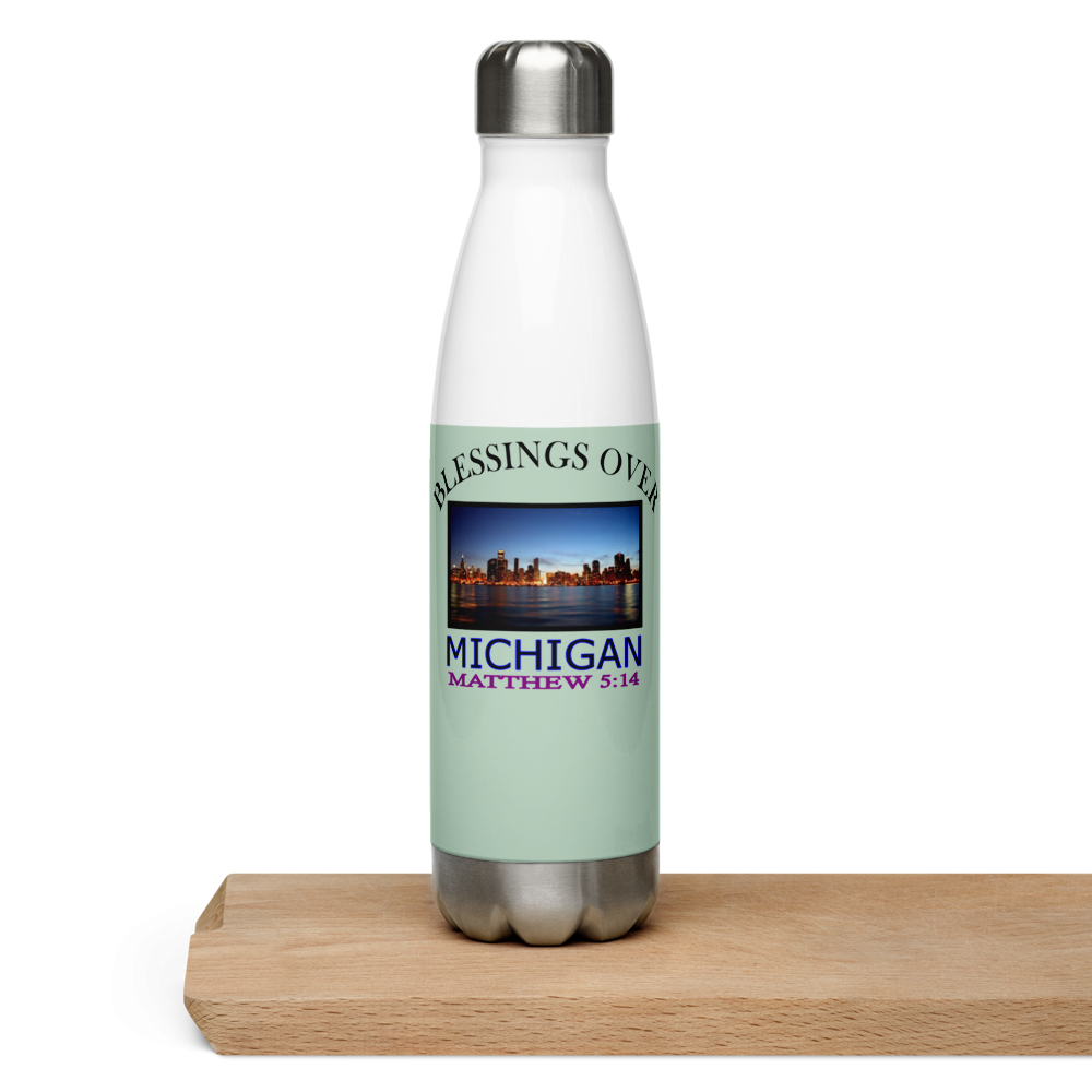 Blessings Over Michigan - Matthew 5:14 - Stainless Steel Water Bottle