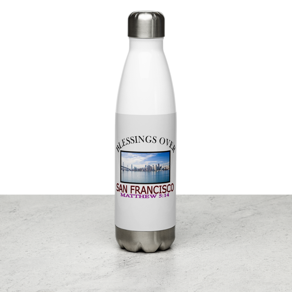 Blessings Over San Francisco - Matthew 5:14 - Stainless Steel Water Bottle