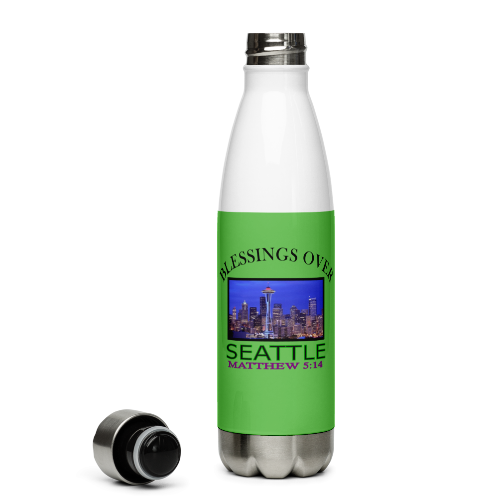 Blessings Over Seattle - Matthew 5:14 - Stainless Steel Water Bottle