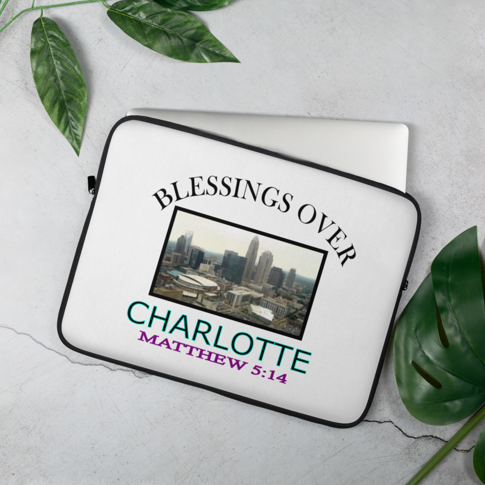 Blessings Over Charlotte - Matthew 5:14 - Laptop Sleeve