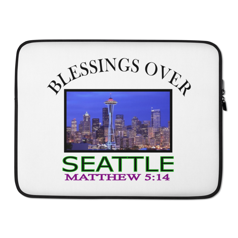 Blessings Over Seattle - Matthew 5:14 - Laptop Sleeve