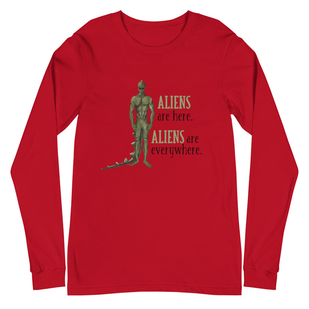 Aliens Are Here Long Sleeve Shirt Women, Men, Alien Contact, ETs, UFOs, Indigos, Starseeds, Lightworker, Spirituality, Scifi, Fantasy