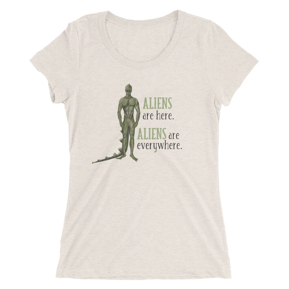 Aliens are Here, Aliens are Everywhere Women's Fitted T-Shirt, Alien Invasion, UFO Shirt, Starseed TShirts, Indigo, Lightworker, Spiritual Shirts