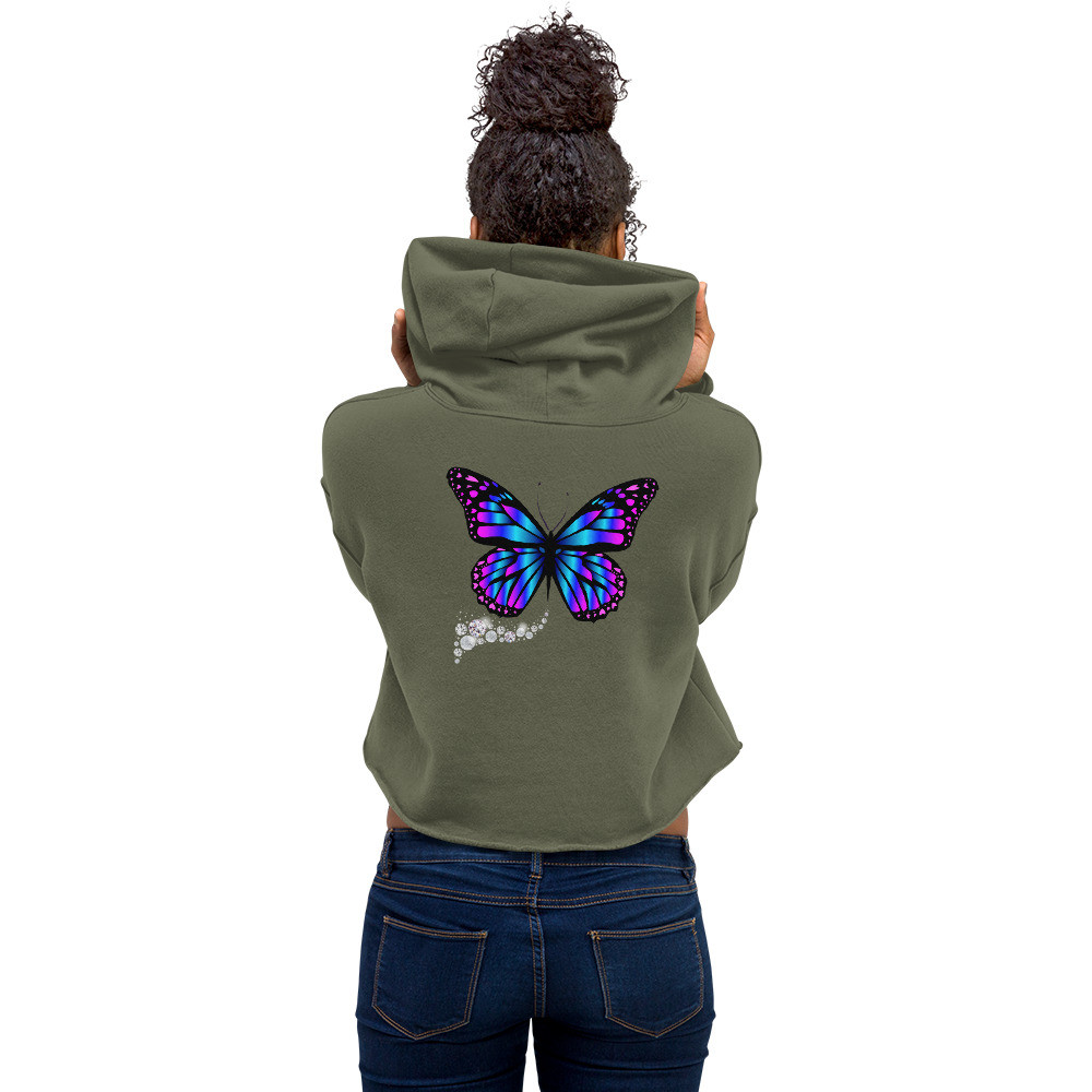 DIAMOND BUTTERFLY - CROPPED FLEECE HOODIE