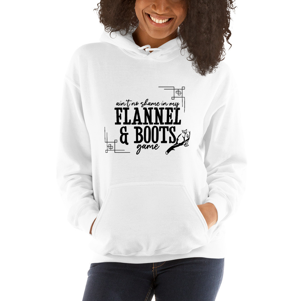 AIN'T NO SHAME IN MY FLANNEL & BOOTS GAME HOODIE