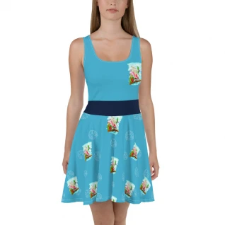 Floridian Spoonbill blue Skater Dress