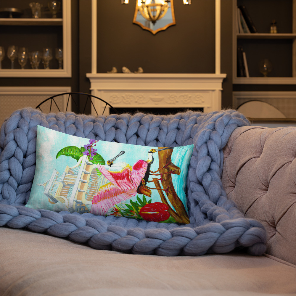 Floridian Spoonbills dots Premium Pillow