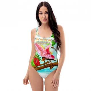 Floridian Spoonbills One-Piece Swimsuit