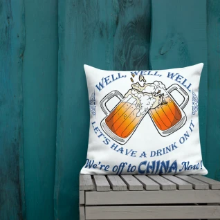 Off to China Premium Pillow