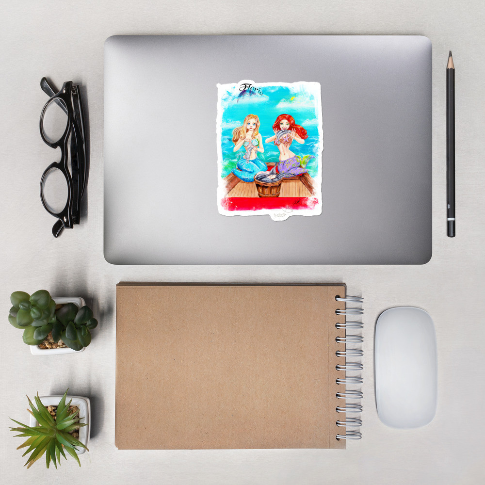 'She did it' mermaid sticker
