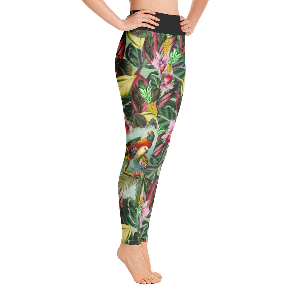 Tropical Jungle Parrots Yoga Leggings