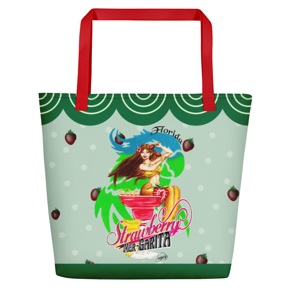 Strawberry Mer-Garita Cocktail Beach Bag