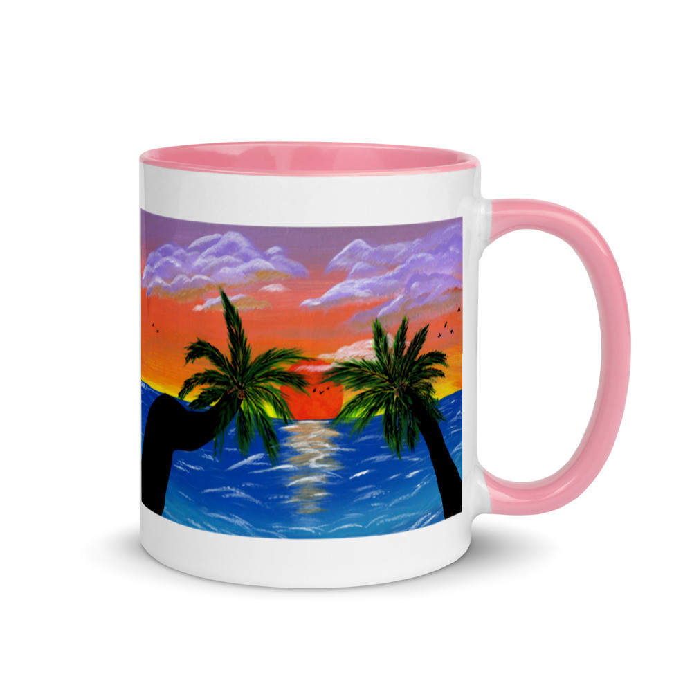 Tropical Sunset Mug with Color Inside