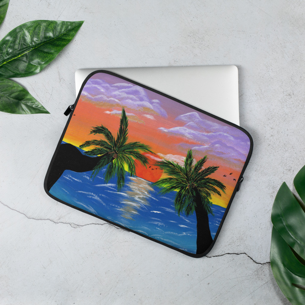 Tropical Sunset Painting Laptop Sleeve