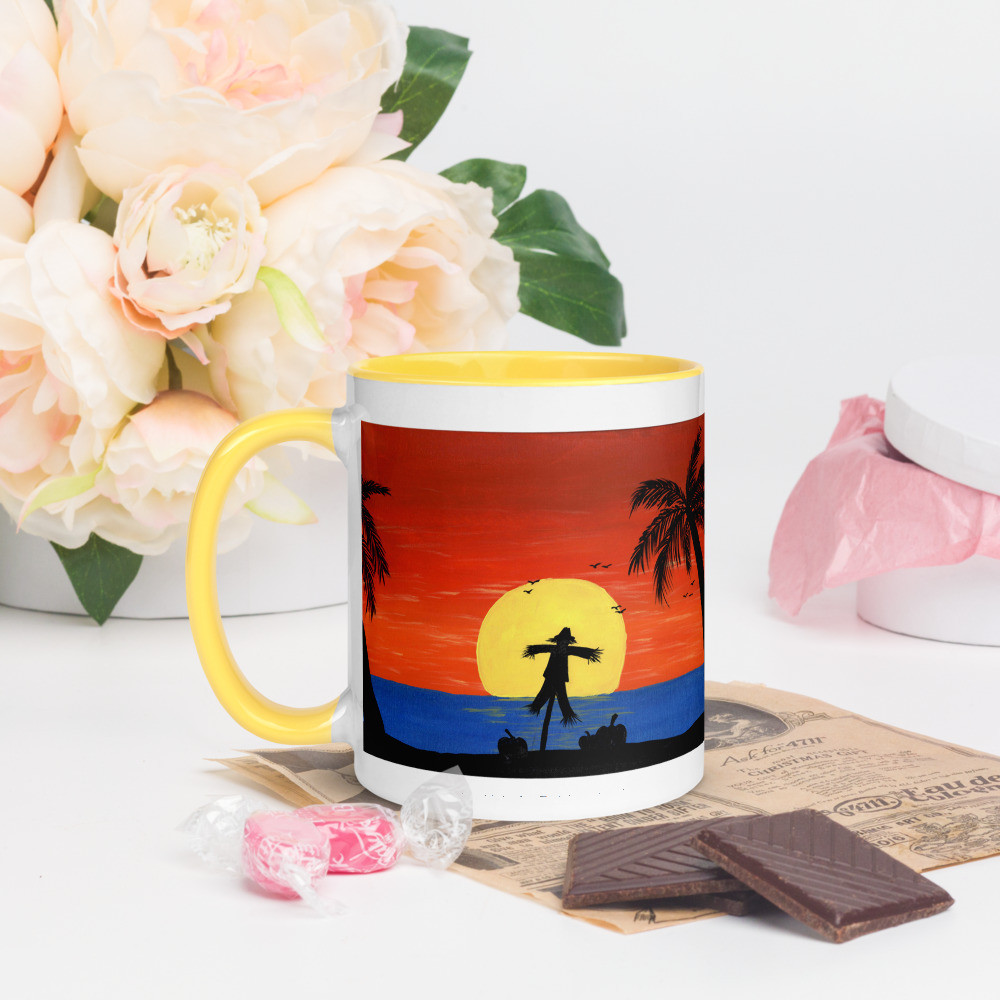 Harvest Moon (left handle) Mug with Color Inside