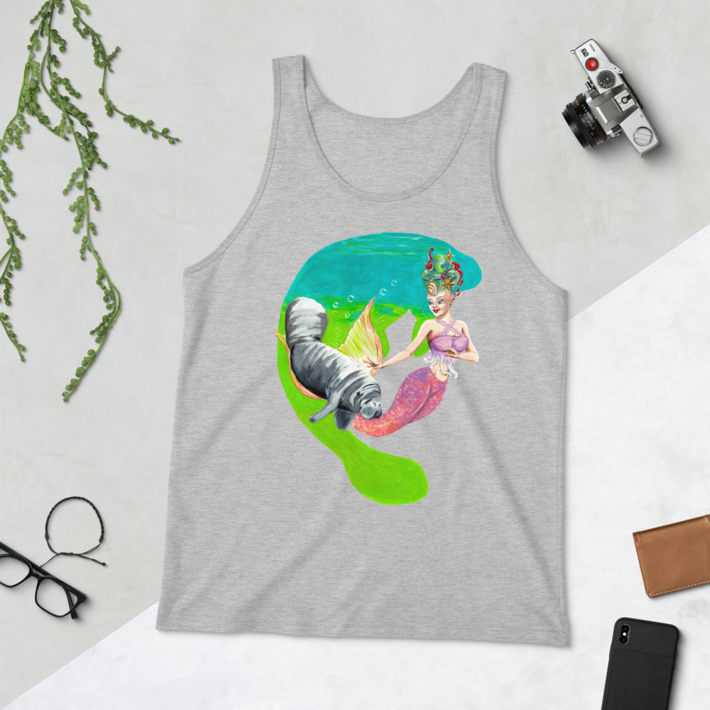 Mermaid and Baby Manatee Unisex Tank Top