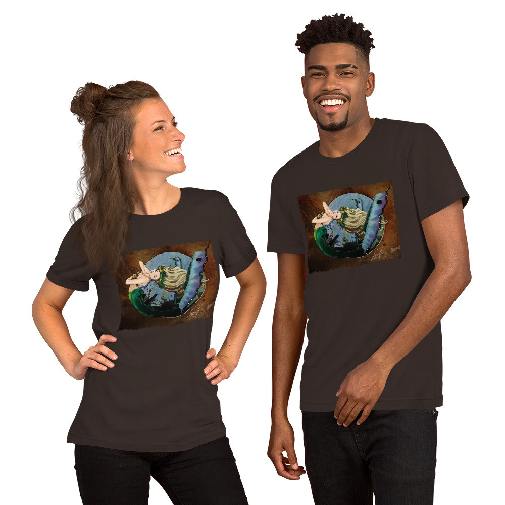 Mermaid on Brown Short-Sleeve Unisex T-Shirt
