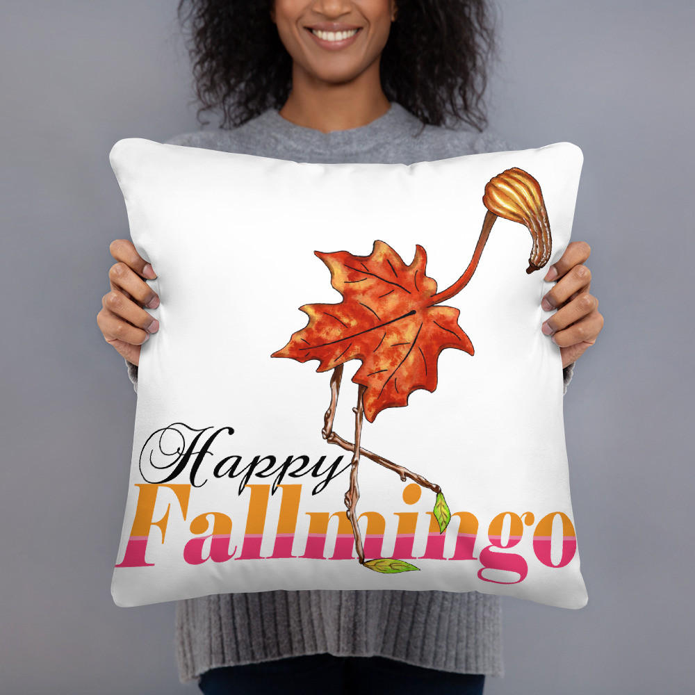 Happy Fallmingo Basic Pillow