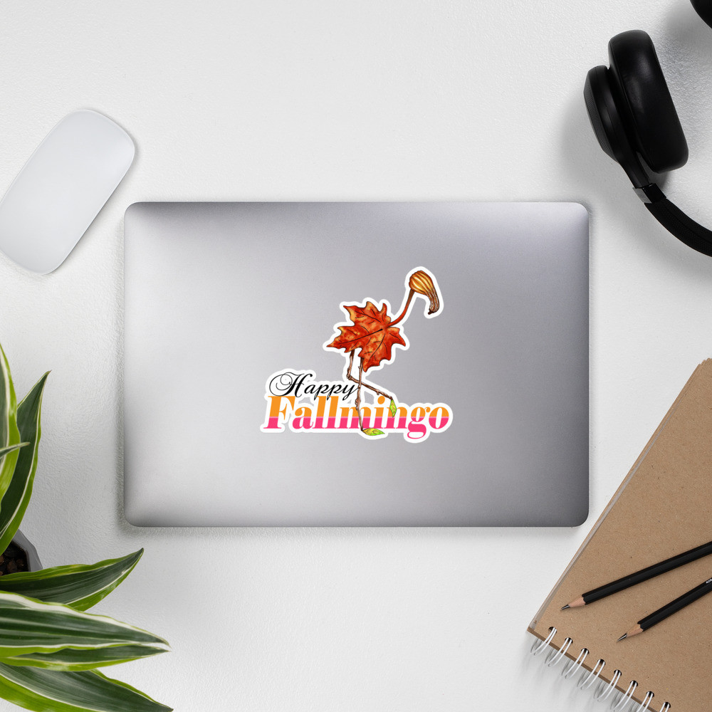 Happy Fallmingo Bubble-free stickers