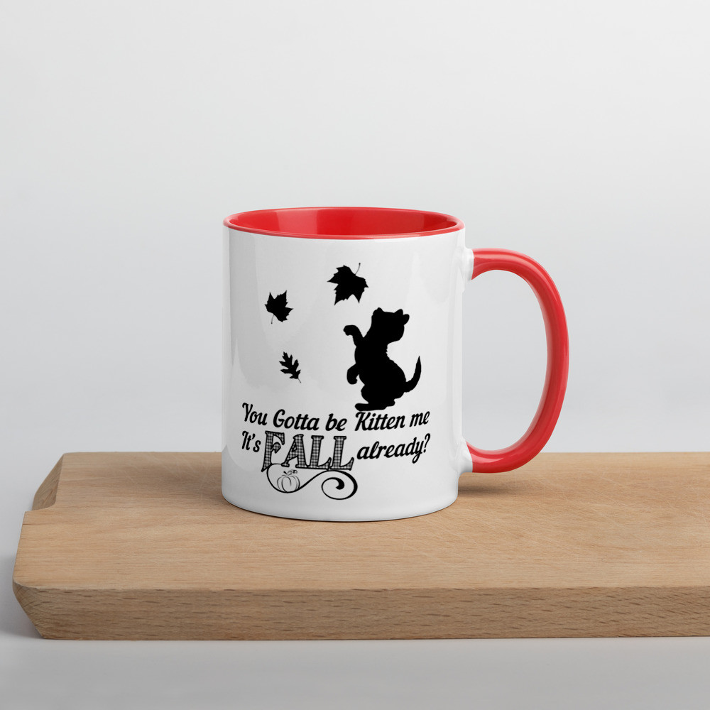 Fall Kitten Mug with Color Inside