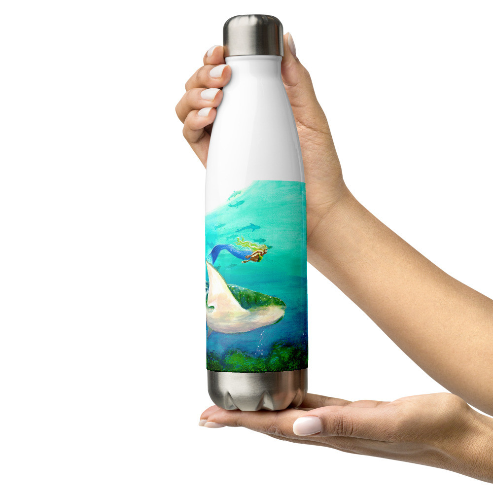 Mermaid and Whale Shark Stainless Steel Water Bottle