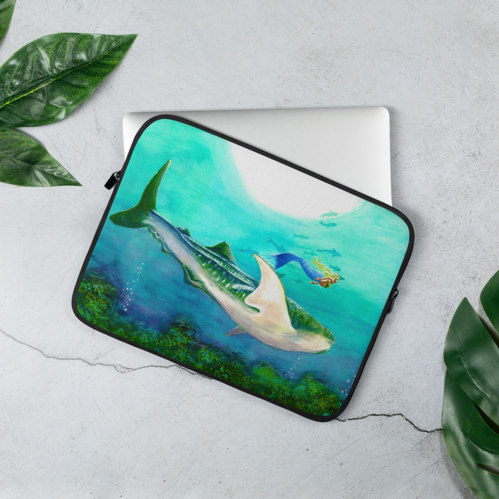 Mermaid and Whale Shark Laptop Sleeve