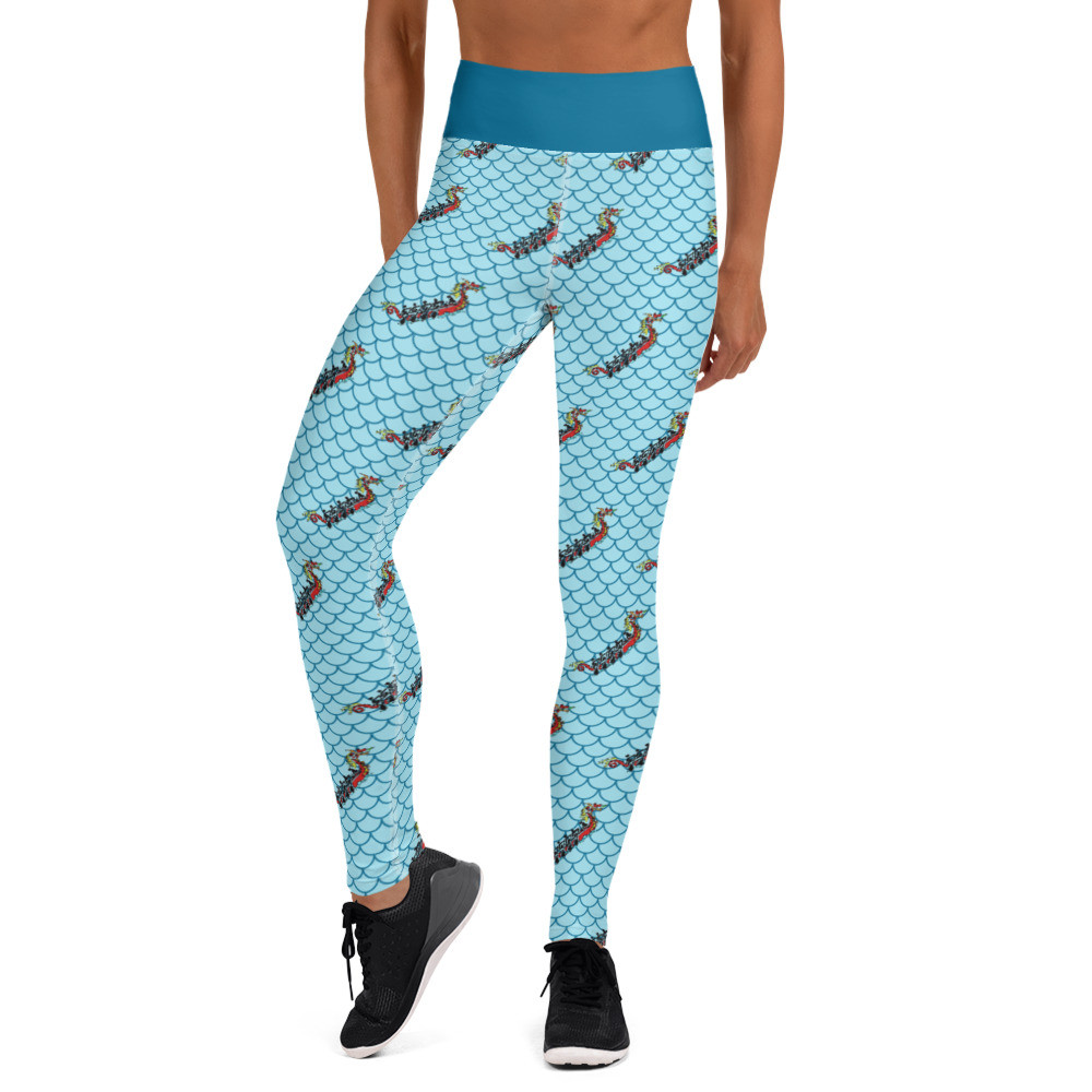 Dragonboat blue scale Yoga Leggings