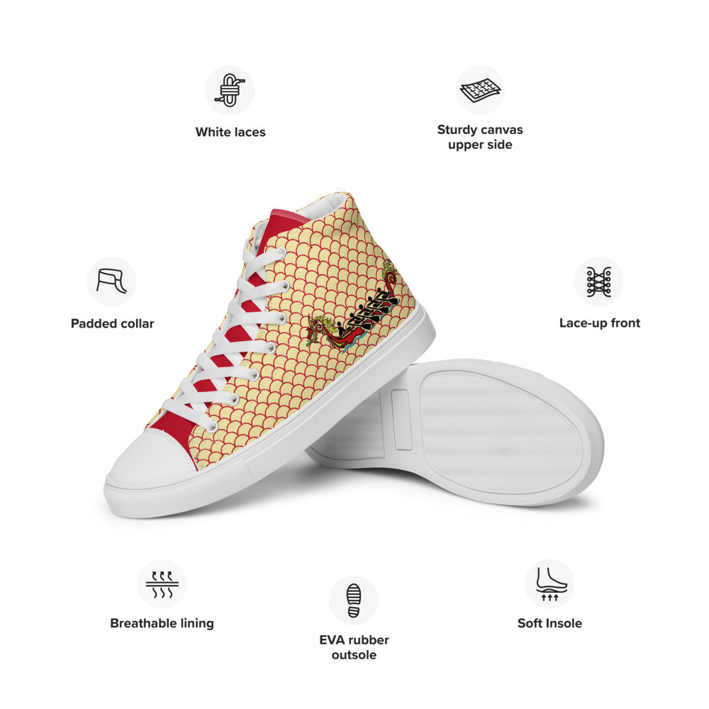 Red Dragonboat team Women’s high top canvas shoes