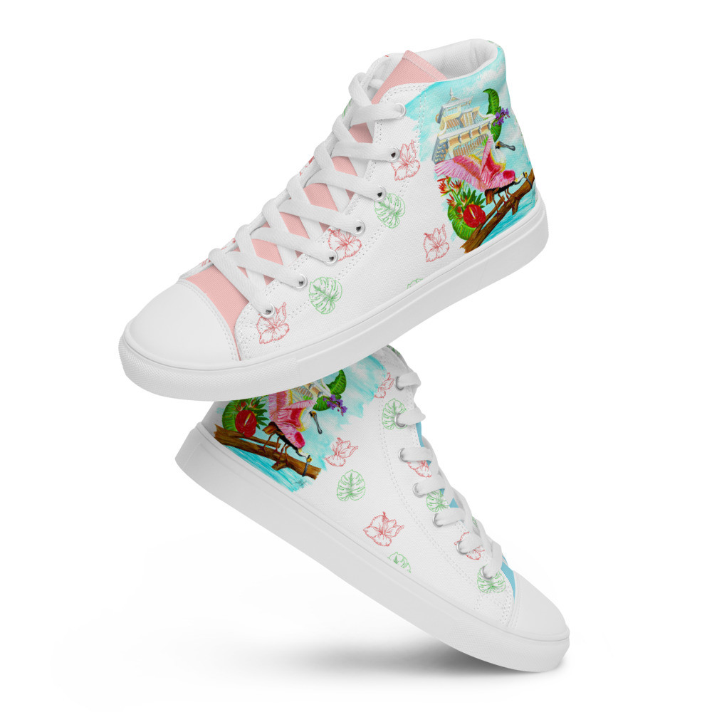 Floridian Spoonbills Women’s high top canvas shoes