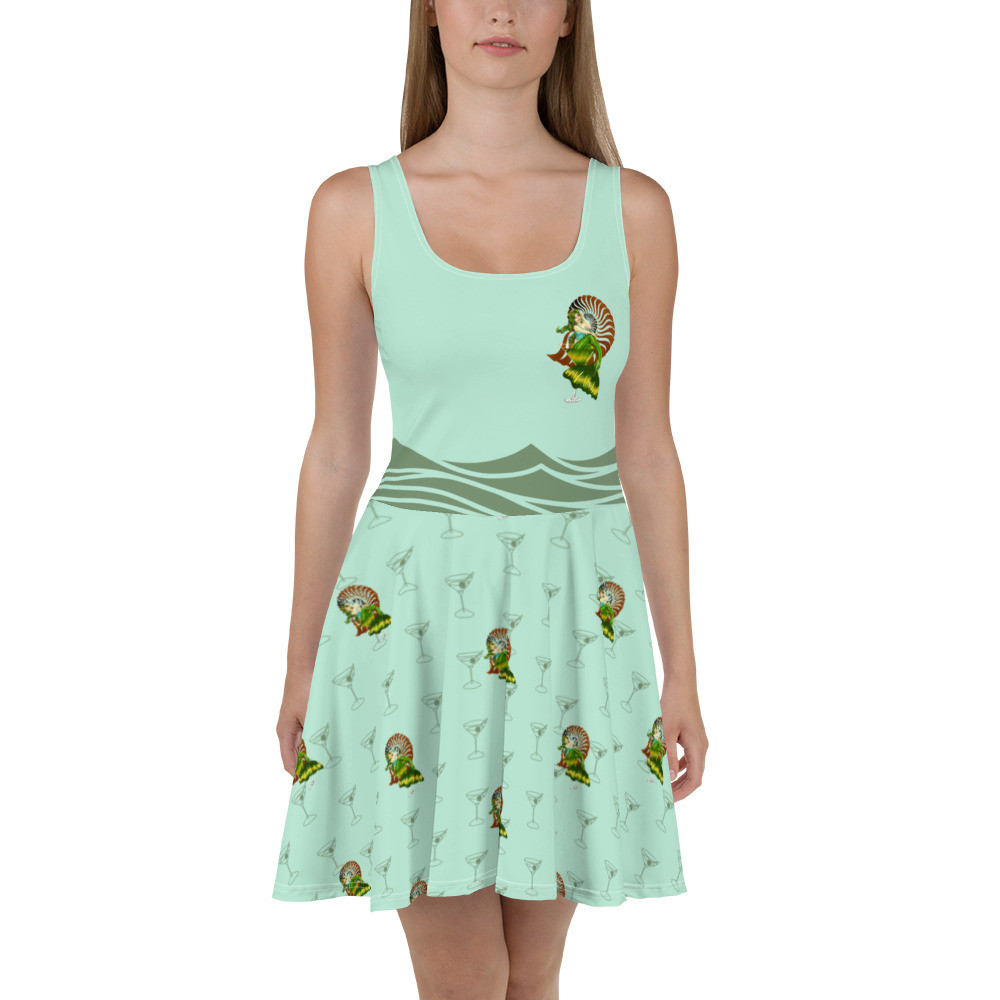 Green Mertini Skater Dress