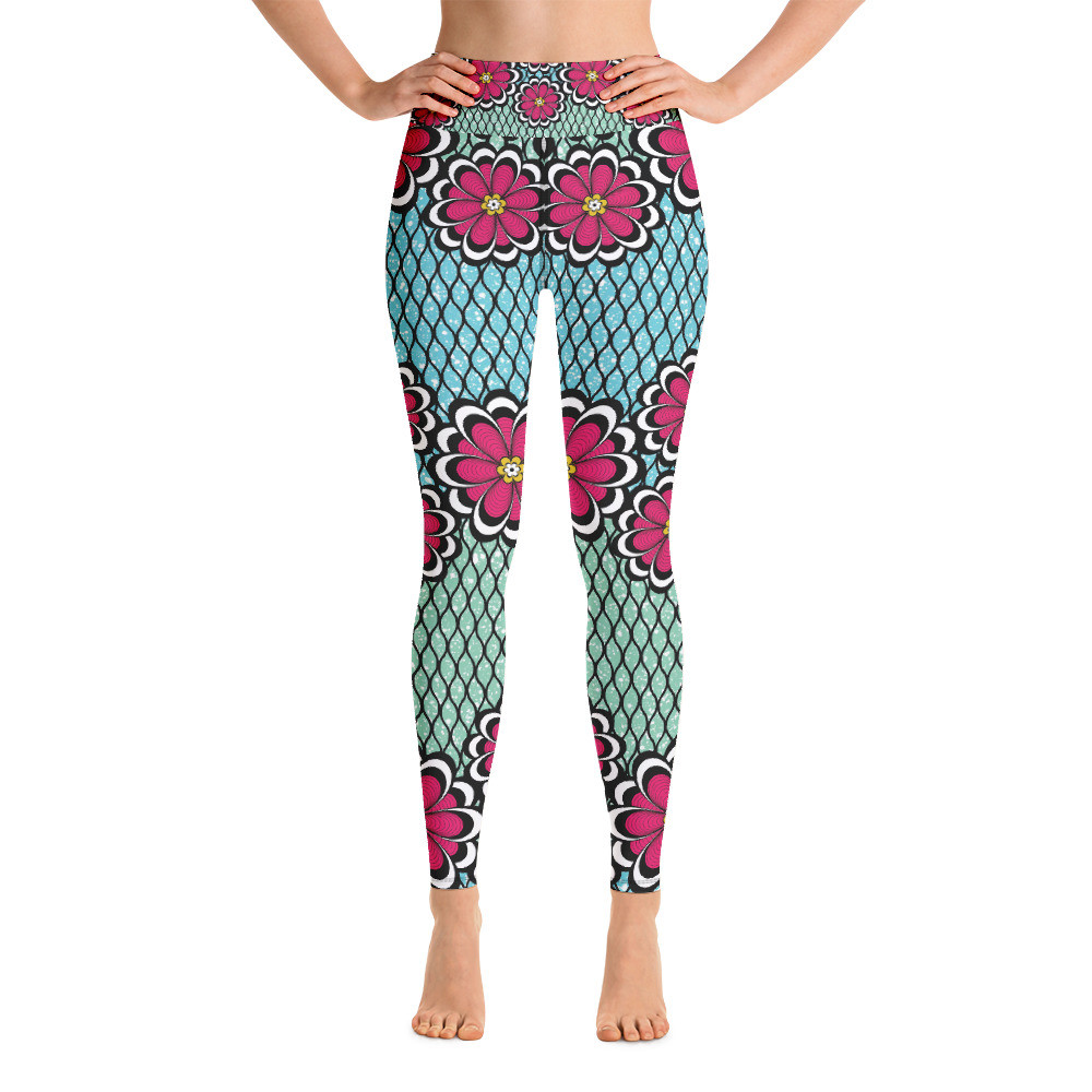 Pink Flowers Yoga Leggings