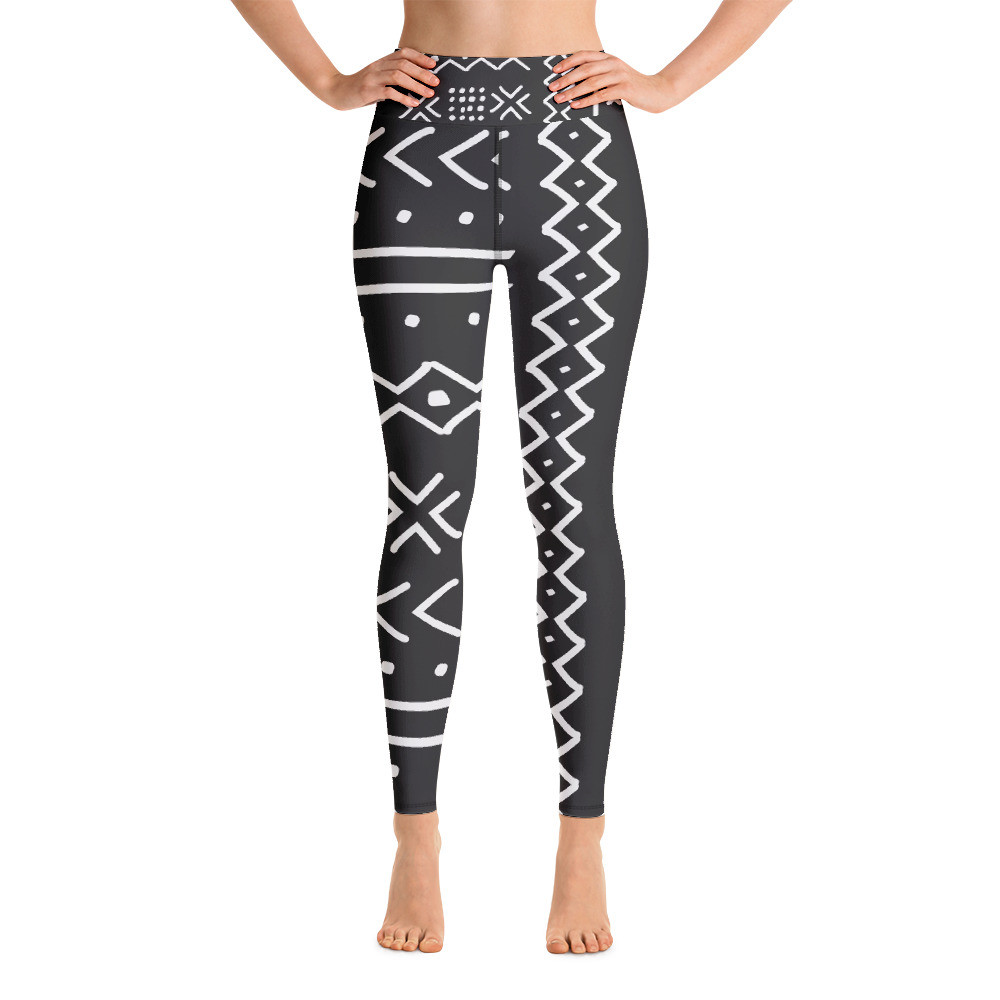 Black Mud Cloth Inspired Yoga Leggings V