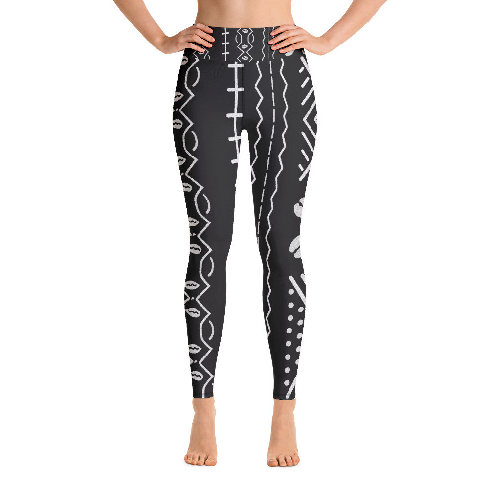Black Mud Cloth Inspired Yoga Leggings IV