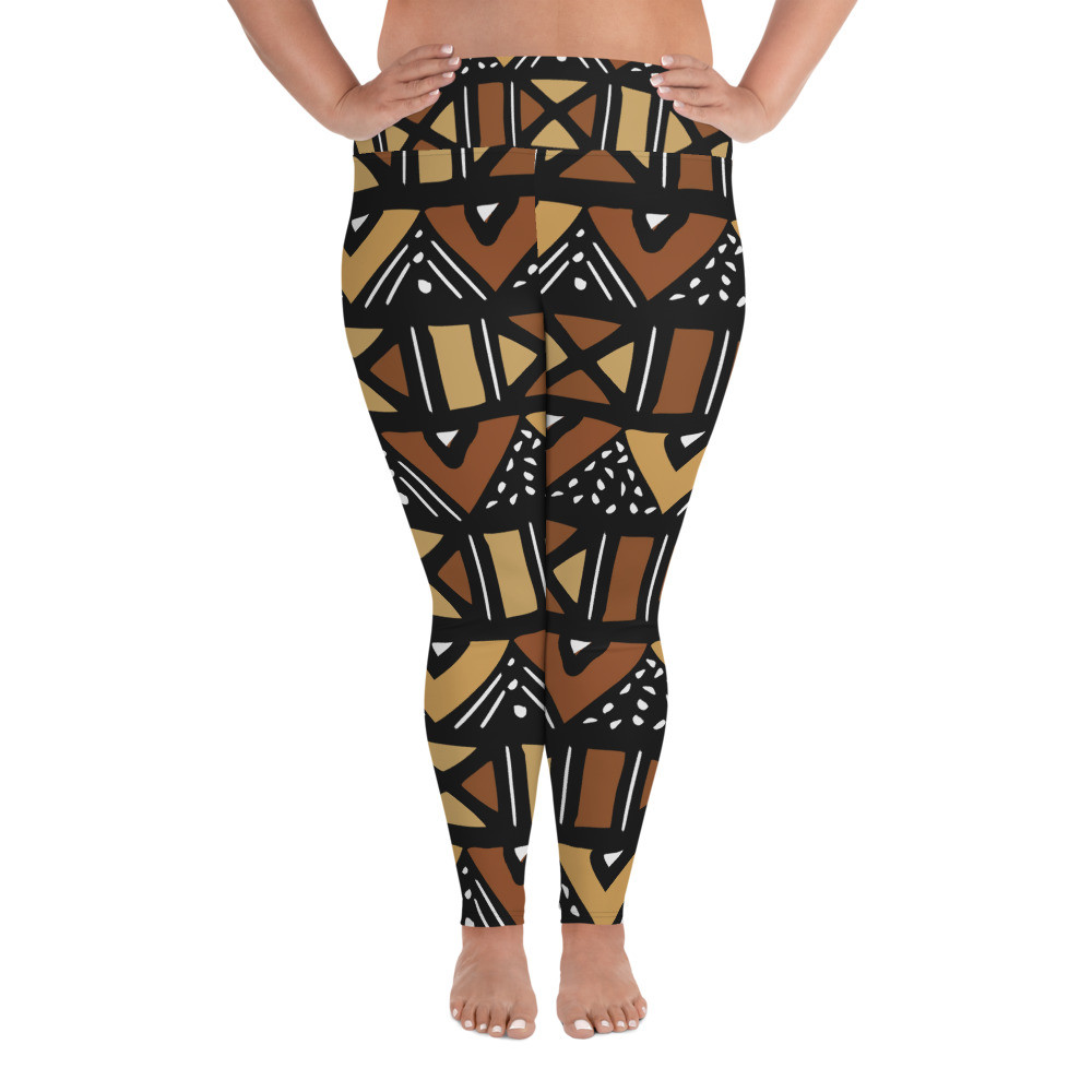 Mud Cloth Inspired Plus Size Leggings 
