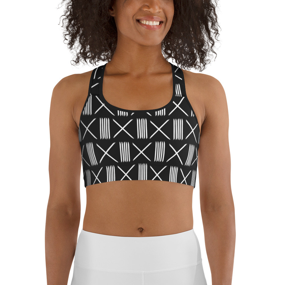 Black Mud Cloth Inspired Sports bra III