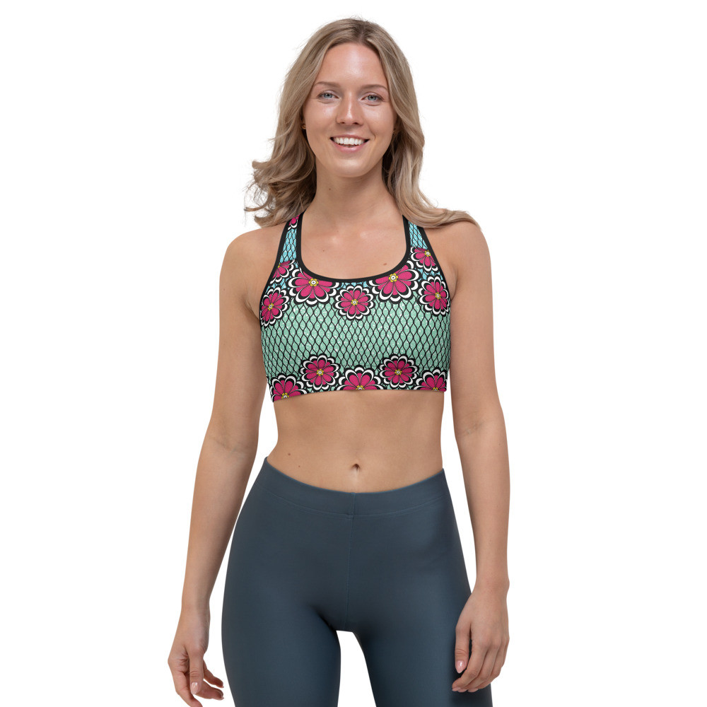 Pink Flowers Sports bra