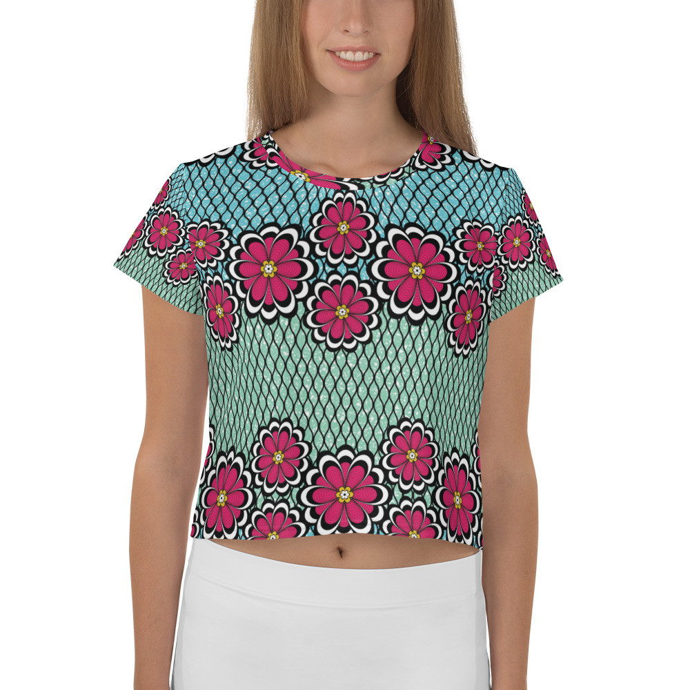 Pink Flowers  Crop Tee
