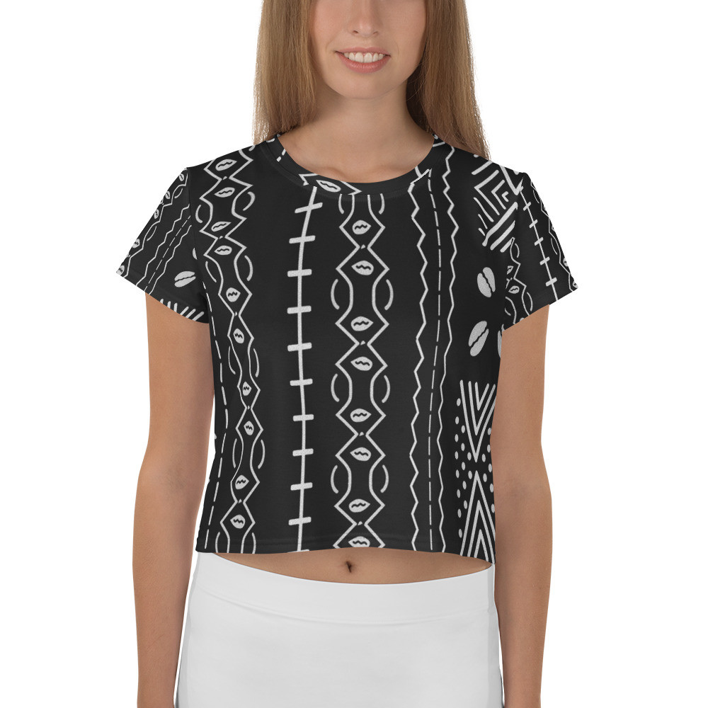 Black Mud Cloth Inspired Crop Tee IV