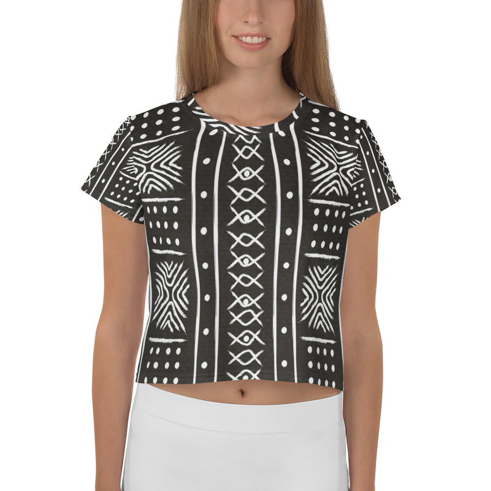 Black Mud Cloth Inspired Crop Tee II 