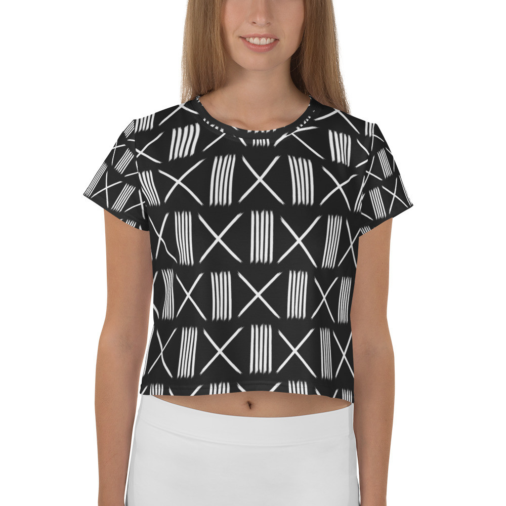 Black Mud Cloth Inspired Crop Tee III