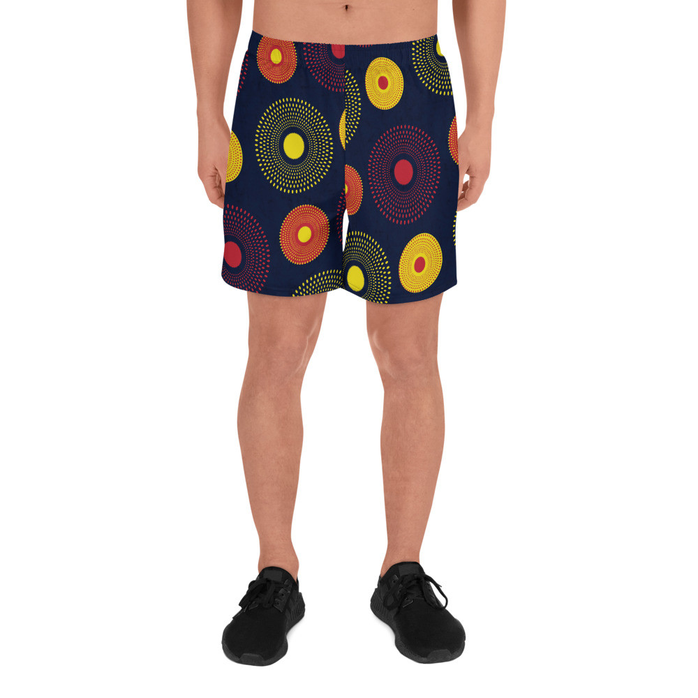 Men's Ankara Circles Athletic Long Shorts