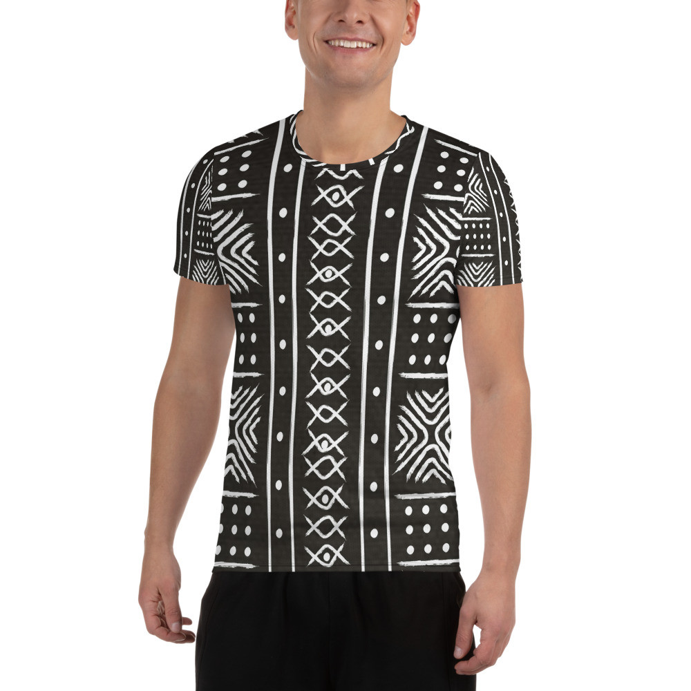Men's Black Mud Cloth Inspired Athletic T-shirt II