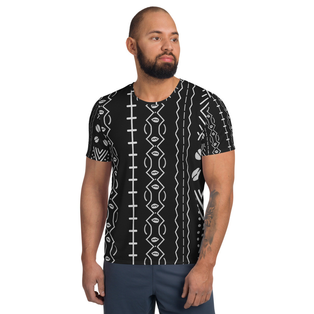 Men's Black Mud Cloth Athletic T-shirt IV