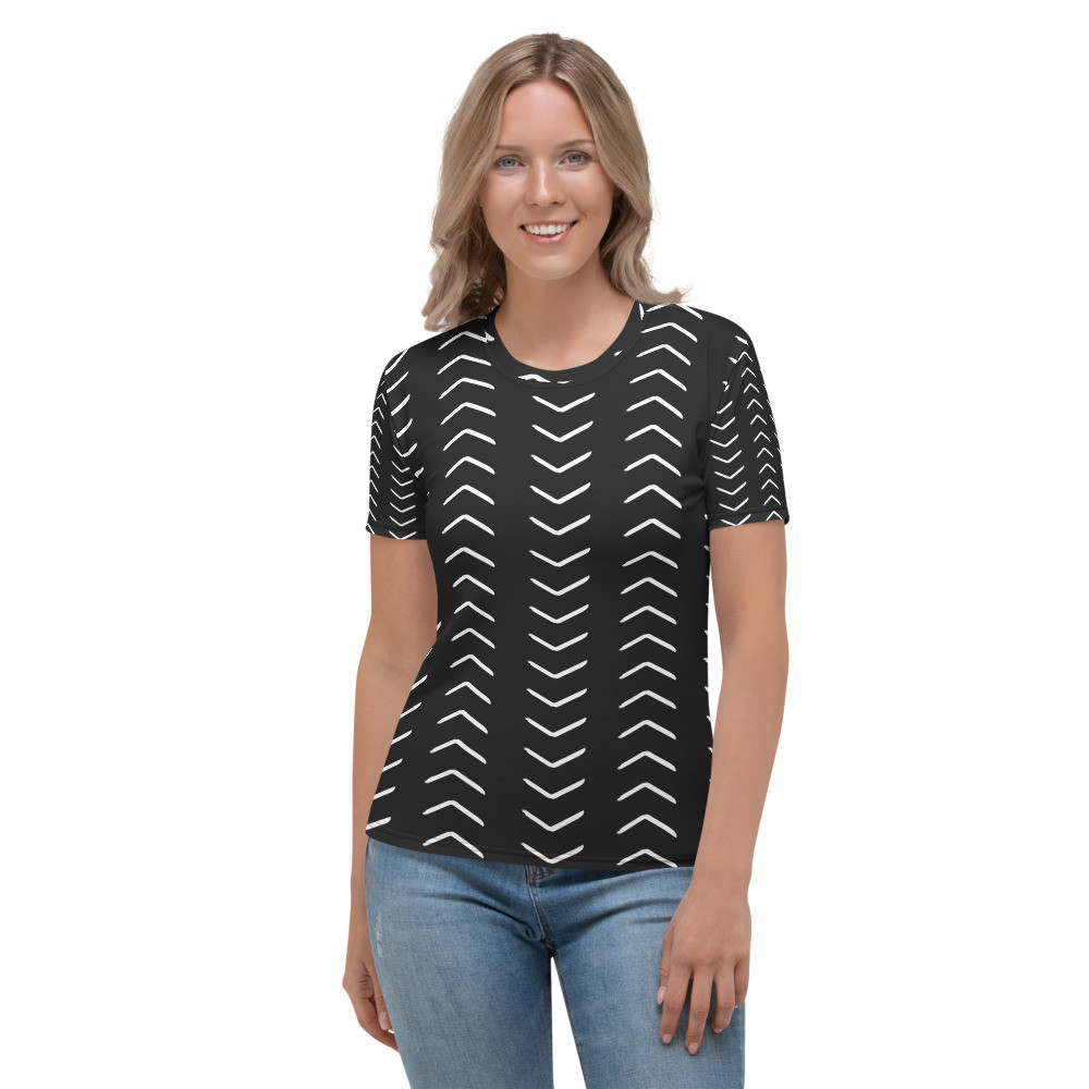 Women's Black Mud Cloth Inspired T-shirt