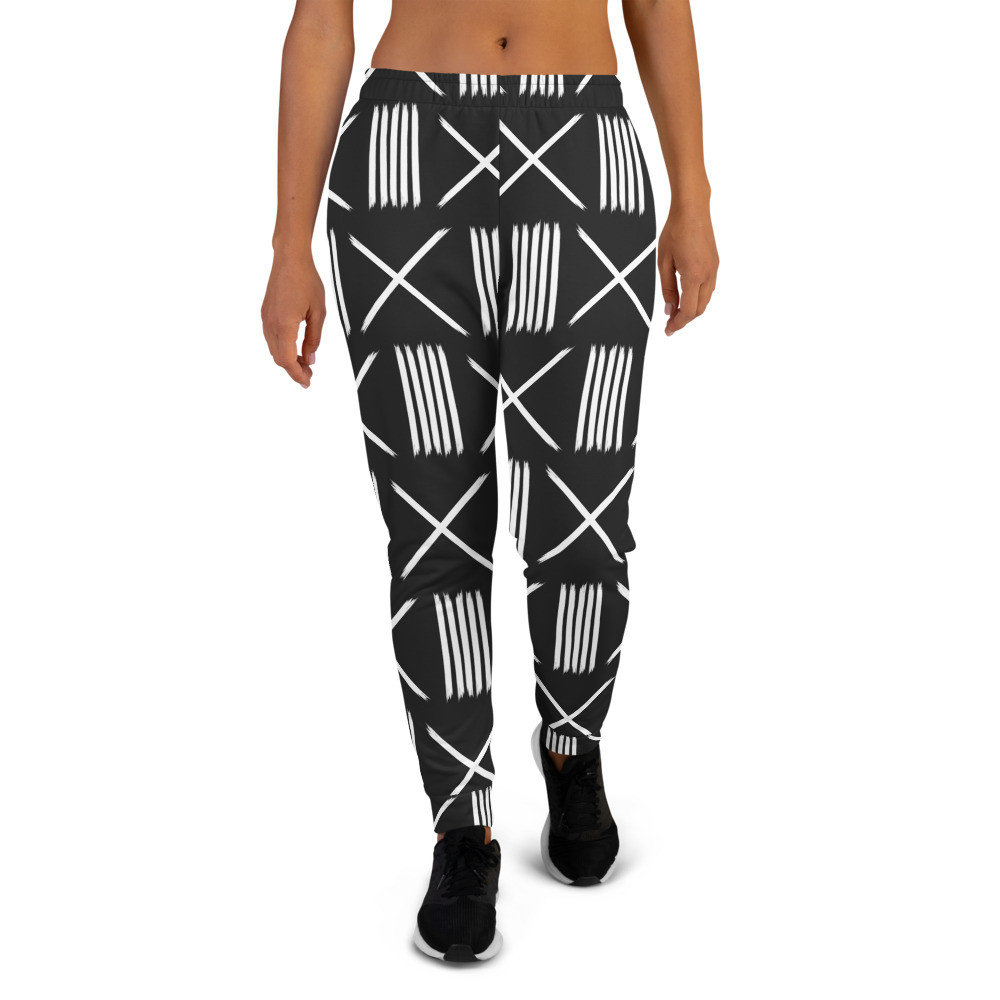 Women's Black Mud Cloth Inspired Joggers III